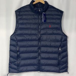 NWT 1XB Polo Ralph Lauren Packable Water-Repellent Bubble Vest Navy MSRP $208